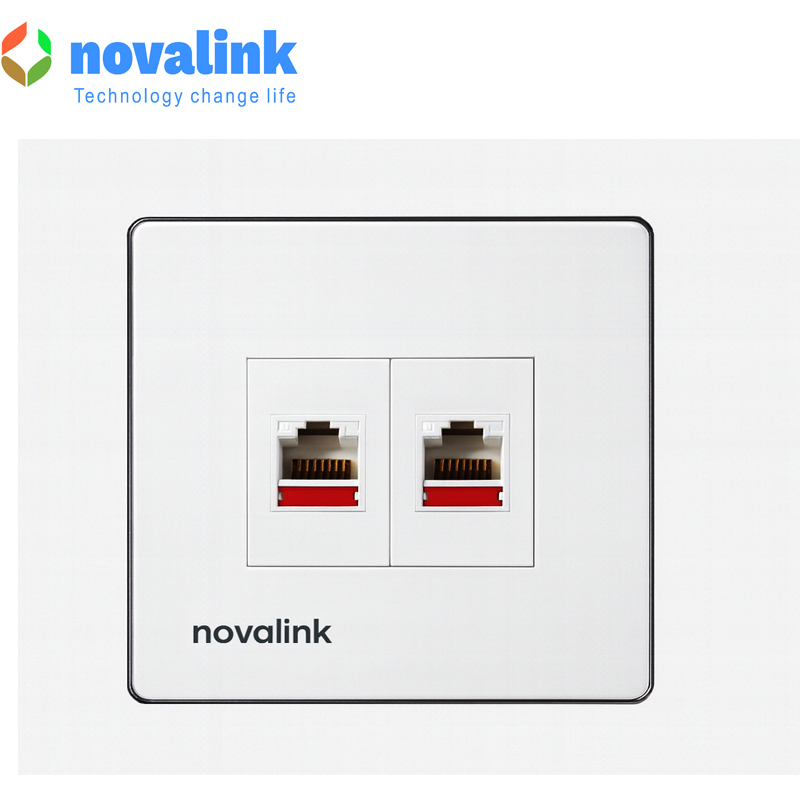 Mặt mạng công tắc ổ cắm 2 cổng hình vuông kích thước 86*86 Mã NV-22002SW chính hãng novalink